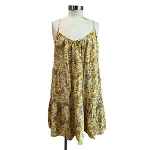 Old Navy Yellow Floral Cami Light Weight Mini Dress Size L